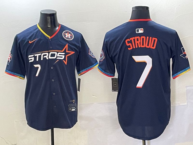 Men Houston Astros #7 Stroud Drak Blue Fourth generation Joint Name Nike 2025 MLB Jersey style 5